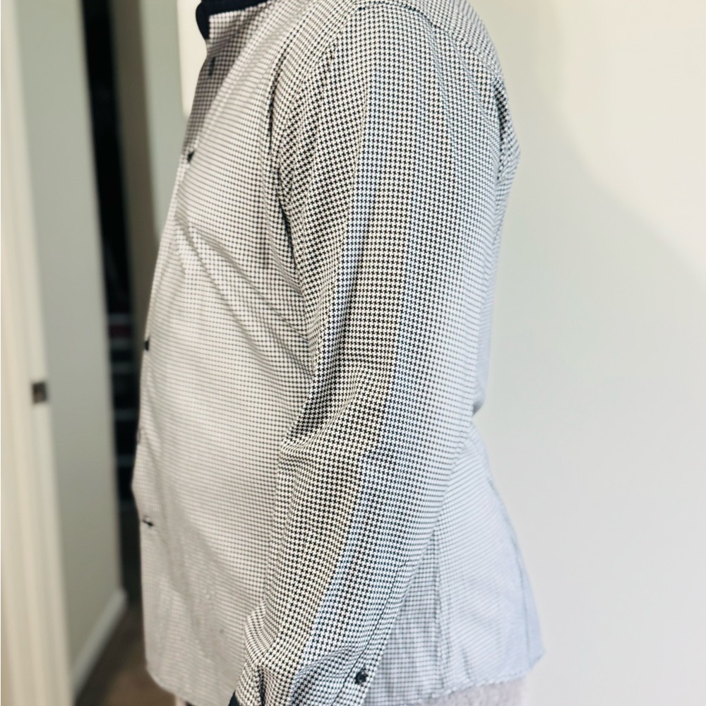 Men's Classic Black and White Grid Shirt Jacket